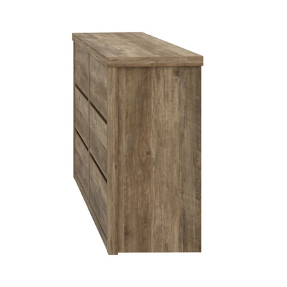 Modern 46.46'' 6-Drawer Double Dresser with Hidden Handles and Wood Grain Finish
