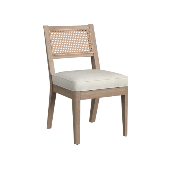 7-Piece Brown Wood Rectangle Dining Set – Mid-Century Boho Style with Sustainable Oak & Cane Details