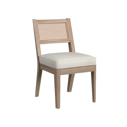 7-Piece Brown Wood Rectangle Dining Set – Mid-Century Boho Style with Sustainable Oak & Cane Details