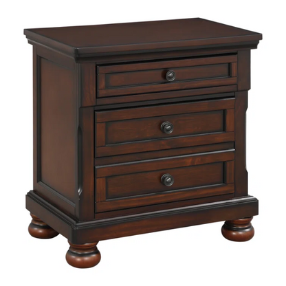 Transitional 3-Piece Queen Platform Bedroom Set with Hidden Storage – Includes Nightstand, Dresser, and Bed with Traditional Bun Feet and Rich Medium Brown Finish