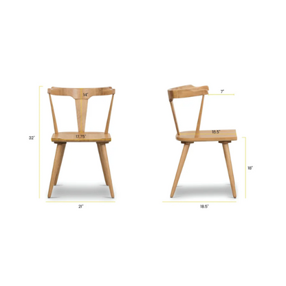 Solid Oak Dining Chair – Mid-Century Modern Splat Back, Tapered Legs, Non-Scratch Feet & Easy Assembly