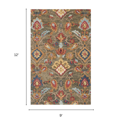 Tufted Wool Area Rug – Luxurious Floral Design