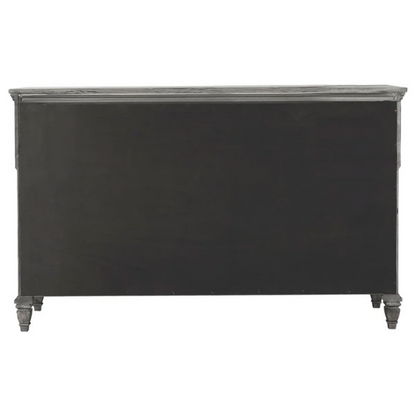 Exquisite Old-World Charm with Glamorous Flair – 5-Piece King Bedroom Set in Grey with Crown Molding, Felt-Lined Drawers, and Built-In Outlets