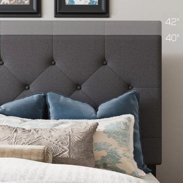 Queen Size Upholstered Platform Storage Bed with Tufted Button Accent Design