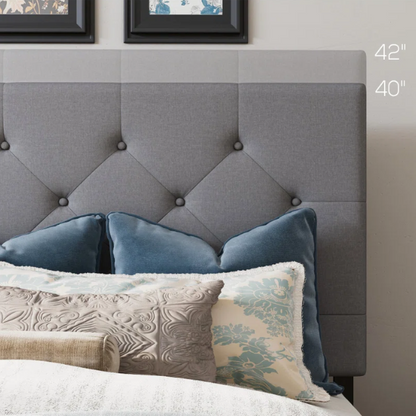 King Size Upholstered Platform Bed with Storage Drawers, Padded Headboard, and Sophisticated Button Tufting