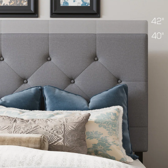 King Size Upholstered Platform Bed with Storage Drawers, Padded Headboard, and Sophisticated Button Tufting