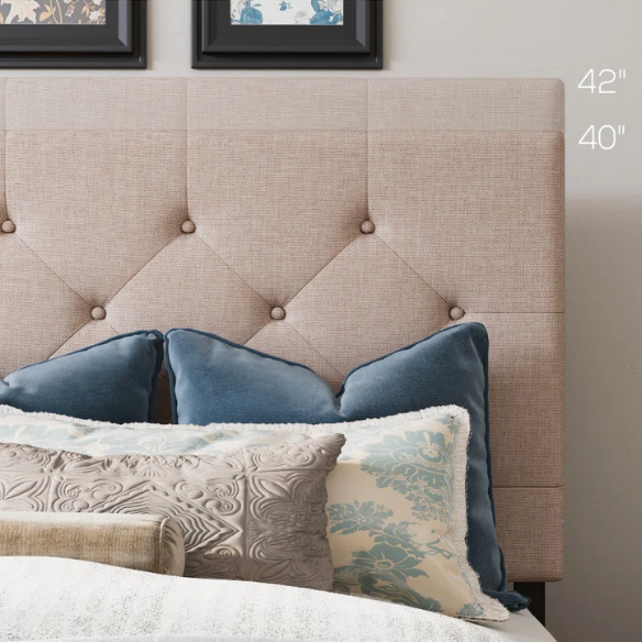 Queen Size Upholstered Platform Storage Bed with Tufted Button Accent Design
