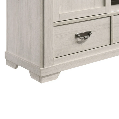 Luxurious Rustic Solid Wood 5-Piece Twin Bedroom Set: Cream & Brown Panel Bed, Dresser, Mirror, Nightstand, and Chest