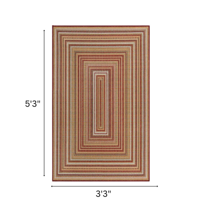 Coastal-Inspired Geometric Rug – Fade & Stain-Resistant, Burgundy,Ivory,Orange,Green,Blue Pattern, Ideal for Indoor/Outdoor Use