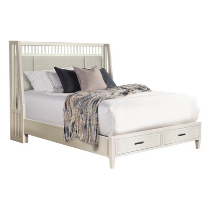Timeless Craftsman-Inspired 5-Piece Queen Bedroom Set – Includes Storage Bed, 2 Nightstands, Dresser with Mirror, and Chest in Hand-Painted Cotton Finish