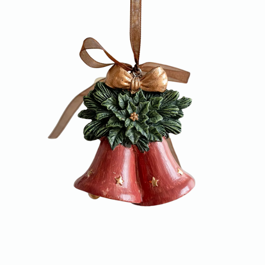 Retro Green Leaf Three-Dimensional Bell Ornament – Vintage Holiday Décor Accent