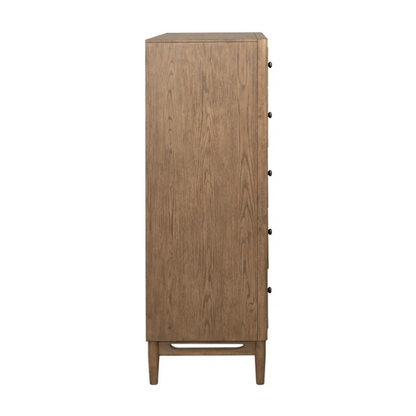 4-Piece Queen Bedroom Set with Panel Bed, 2 Nightstands, and Chest – Medium Brown Oak Finish