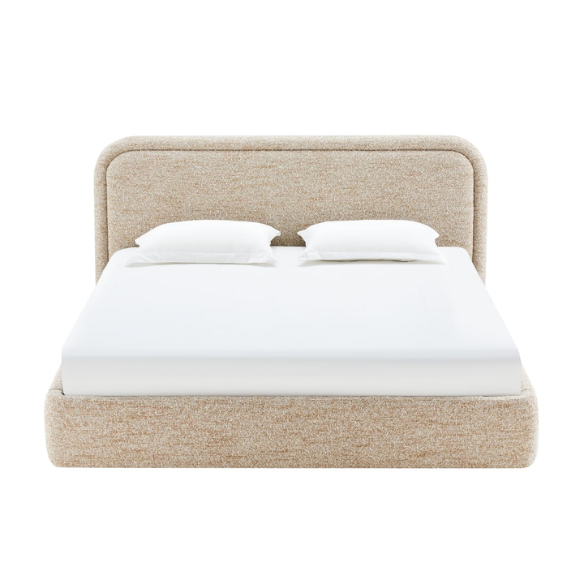 Premium Upholstered Aurora Lift-Up Storage Bed with Elegant Boucle Performance Fabric, Plush Foam-Padded Headboard, and Spacious Under-Bed Storage for a Clutter-Free Bedroom