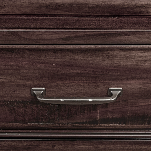 Old-World Charm Meets Glamour in 5-Piece Queen Bedroom Set – Rich Brown Finish with Crown Molding, Felt-Lined Drawers, and Built-In Outlets