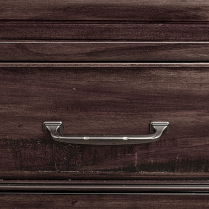 Old-World Charm Meets Glamour in 5-Piece Queen Bedroom Set – Rich Brown Finish with Crown Molding, Felt-Lined Drawers, and Built-In Outlets