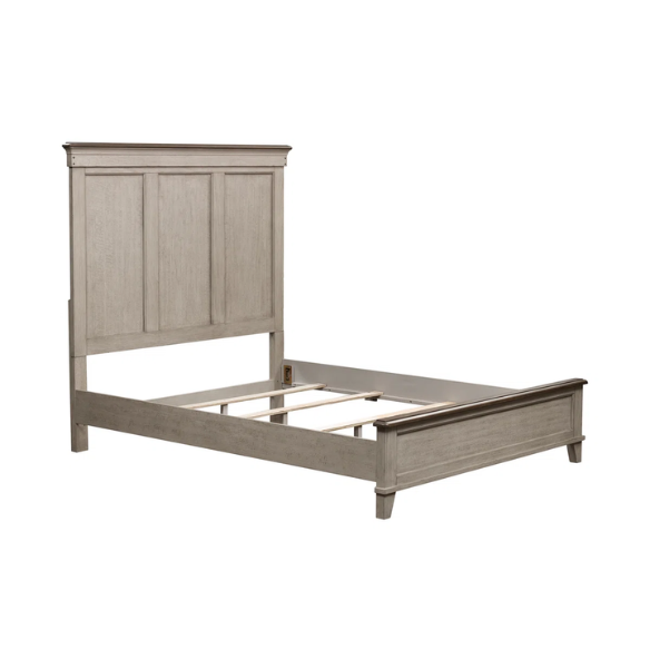 Farmhouse-Inspired Queen Bedroom Set  Panel Bed, Dresser, Mirror, and Nightstand with Built-in Charging Station
