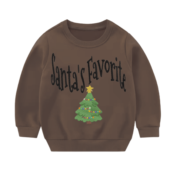 Youth “Santa’s Favorite” Embroidered Christmas Sweater
