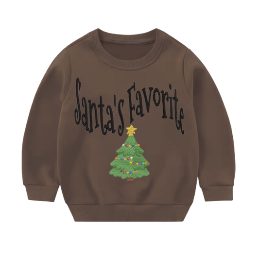 Youth “Santa’s Favorite” Embroidered Christmas Sweater