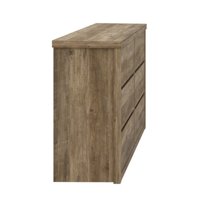 Modern 46.46'' 6-Drawer Double Dresser with Hidden Handles and Wood Grain Finish