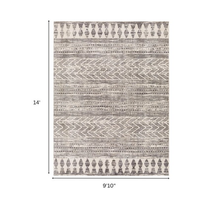 Southwestern-Inspired Geometric Rug – Dark Grey Diamond, Chevron & Dot Patterns on Off-White, Stain-Resistant, Perfect for High-Traffic Areas