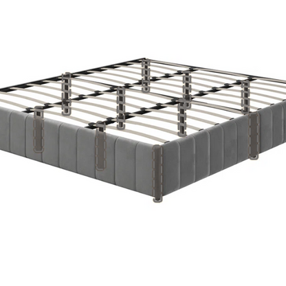 King Size Upholstered Platform Storage Bed with Velvet Fabric, Channel-Tufted Accents, and Built-In Drawers for Extra Storage