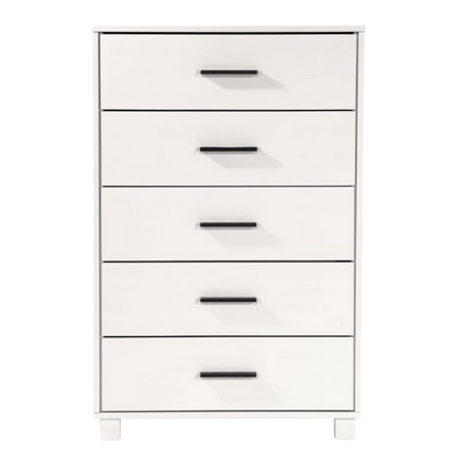 Rustic White King 5-Piece Solid Wood Bedroom Set – Bed, 2 Nightstands, 6-Drawer Dresser, and 5-Drawer Chest