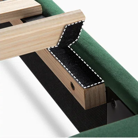 Luxurious Upholstered Platform Bed – Full/Double Size with Velvet Upholstery and Striped Headboard for Elegant Comfort