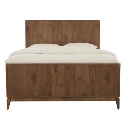 Timeless Traditional Solid Wood 3-Piece Configurable Bedroom Set in Natural Walnut with Sleek Panel Bed, 2-Drawer Nightstand, and 6-Drawer Dresser for Effortless Style and Organization