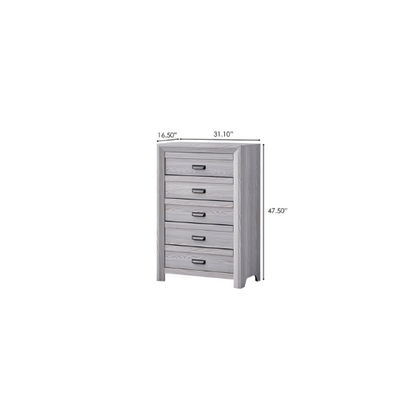 Contemporary Gray Panel Queen Bedroom Set – Bed, Dresser, Mirror & Nightstand