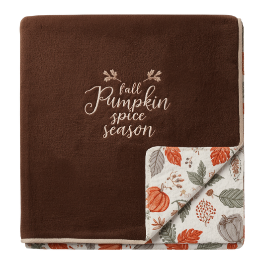 Fall Pumpkin Spice Embroidered Throw Blanket