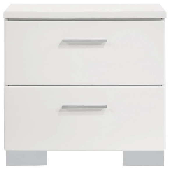 Modern 4-Piece Queen Bedroom Set in White High Gloss with LED Lighting, Touch-Activated Headboard, and Sleek Chrome Accents