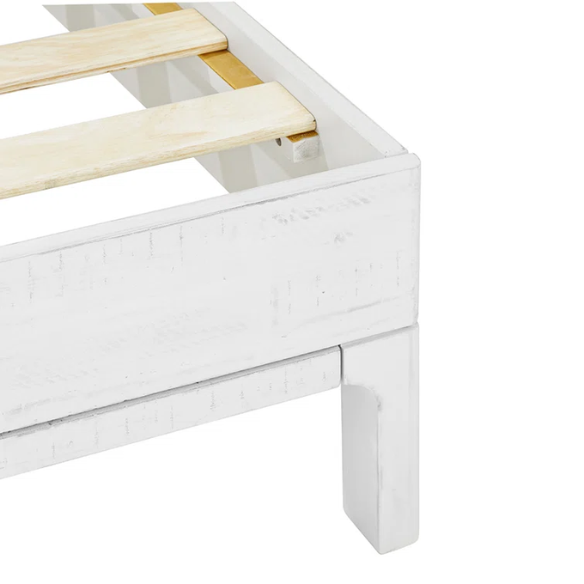 Solid Wood Platform King Size Bed with Headboard – Rustic Wood Frame with Steel Reinforcement for Ultimate Stability and Comfort