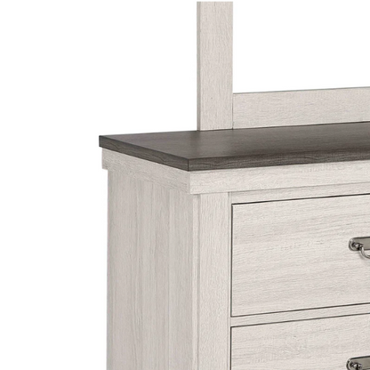 Luxurious Rustic Solid Wood 5-Piece Twin Bedroom Set: Cream & Brown Panel Bed, Dresser, Mirror, Nightstand, and Chest
