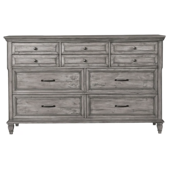 Exquisite Old-World Charm with Glamorous Flair – 5-Piece King Bedroom Set in Grey with Crown Molding, Felt-Lined Drawers, and Built-In Outlets