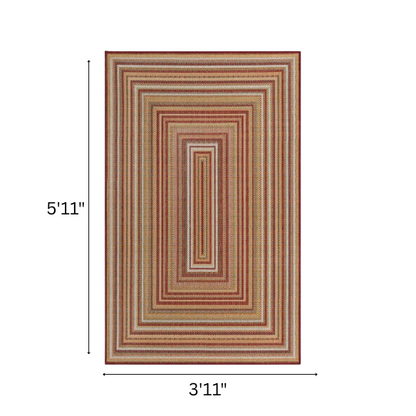 Coastal-Inspired Geometric Rug – Fade & Stain-Resistant, Burgundy,Ivory,Orange,Green,Blue Pattern, Ideal for Indoor/Outdoor Use