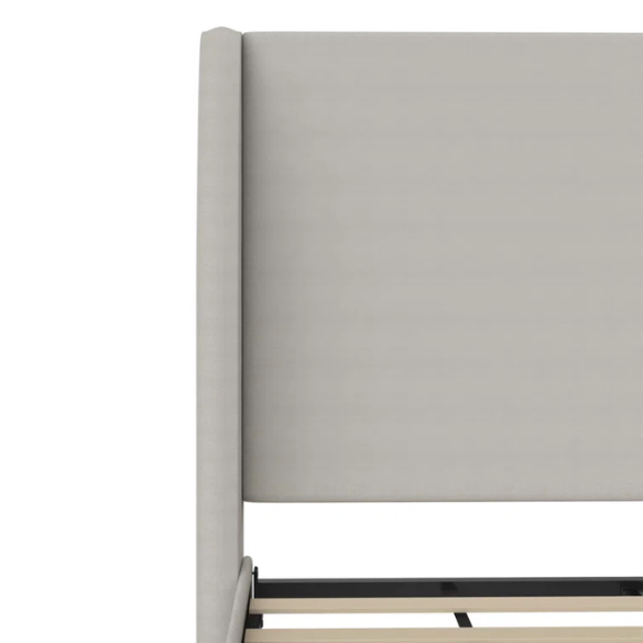 Luxurious Queen Size Upholstered Wingback Bed in Soft Linen Fabric