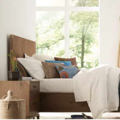 Timeless Traditional Solid Wood 3-Piece Configurable Bedroom Set in Natural Walnut with Sleek Panel Bed, 2-Drawer Nightstand, and 6-Drawer Dresser for Effortless Style and Organization