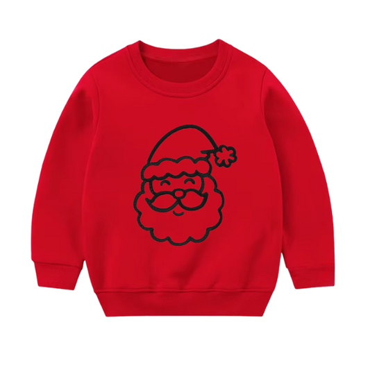 Youth Embroidered  Santa Face Sweater