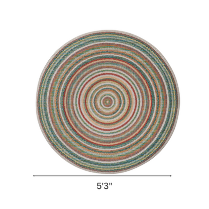 Coastal-Inspired Geometric Rug – Fade & Stain-Resistant, Green & Orange Pattern, Ideal for Indoor/Outdoor Use