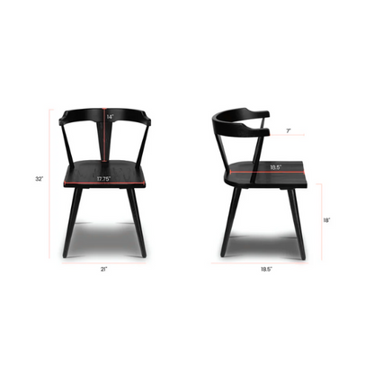 Solid Oak Dining Chair – Mid-Century Modern Splat Back, Tapered Legs, Non-Scratch Feet & Easy Assembly