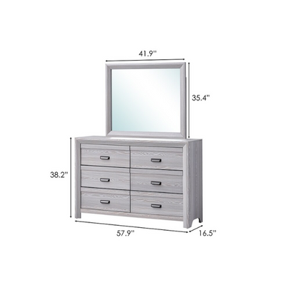 Contemporary Gray Panel Queen Bedroom Set – Bed, Dresser, Mirror & Nightstand