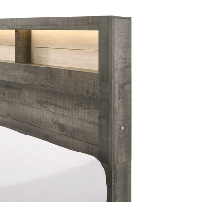 Stylish 6-Piece LED Platform Queen Bedroom Set in Cream and Brown – Modern Elegance with Ambient Lighting