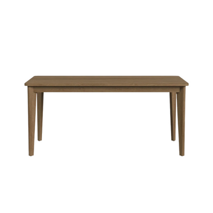 7-Piece Brown Wood Rectangle Dining Set – Mid-Century Boho Style with Sustainable Oak & Cane Details