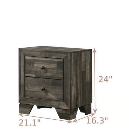 Rustic Gray 6-Piece Stone Platform Bedroom Set with Distressed Wood Finish for a Charming, Modern Look