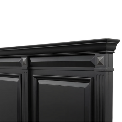 5-Piece King Bedroom Set – Solid Wood Construction with Muted Silver Accents, Fluted Pilasters, French Bracket Foot Bases, and Elegant Dovetail Drawer Detailing for Timeless Sophistication