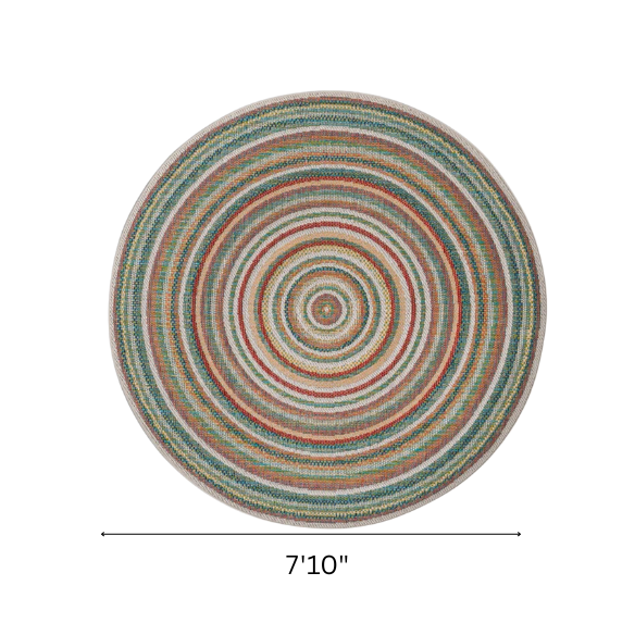 Coastal-Inspired Geometric Rug – Fade & Stain-Resistant, Green & Orange Pattern, Ideal for Indoor/Outdoor Use