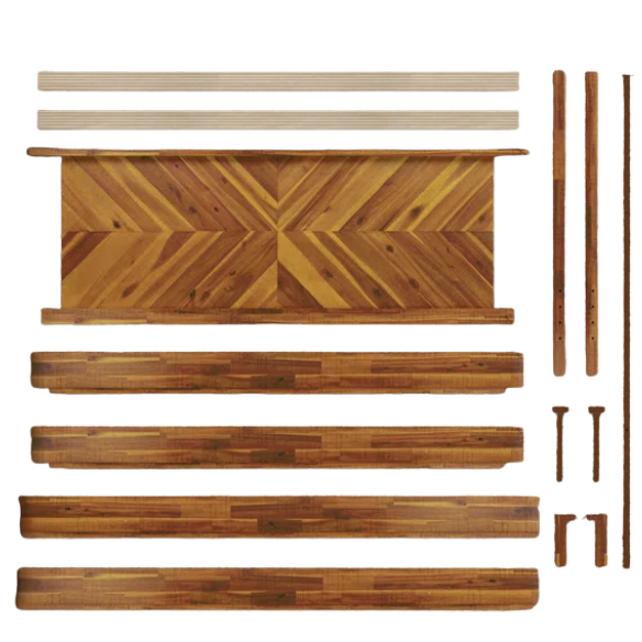 Solid Wood Platform King Size Bed with Headboard – Rustic Wood Frame with Steel Reinforcement for Ultimate Stability and Comfort