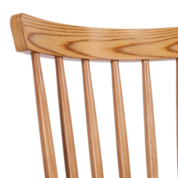 Solid Wood Slat Back Windsor Dining Chairs (Set of 2) – Sturdy, Eco-Friendly Construction with Ergonomic Backrest & Adjustable Foot Pads