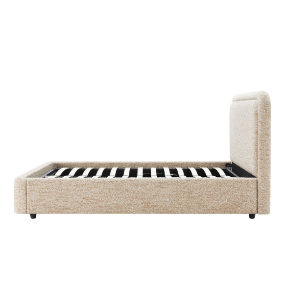 Premium Upholstered Aurora Lift-Up Storage Bed with Elegant Boucle Performance Fabric, Plush Foam-Padded Headboard, and Spacious Under-Bed Storage for a Clutter-Free Bedroom