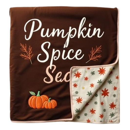 Pumpkin Spice Embroidered Square Throw Blanket